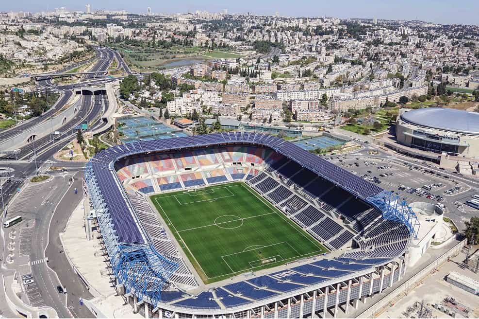 צילום אויר איצטדיון טדי עם גג סולארי // יחצ