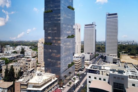 מגדל בתכנון מילוסלבסקי אדריכלים בבן גוריון // הדמייה OLIN