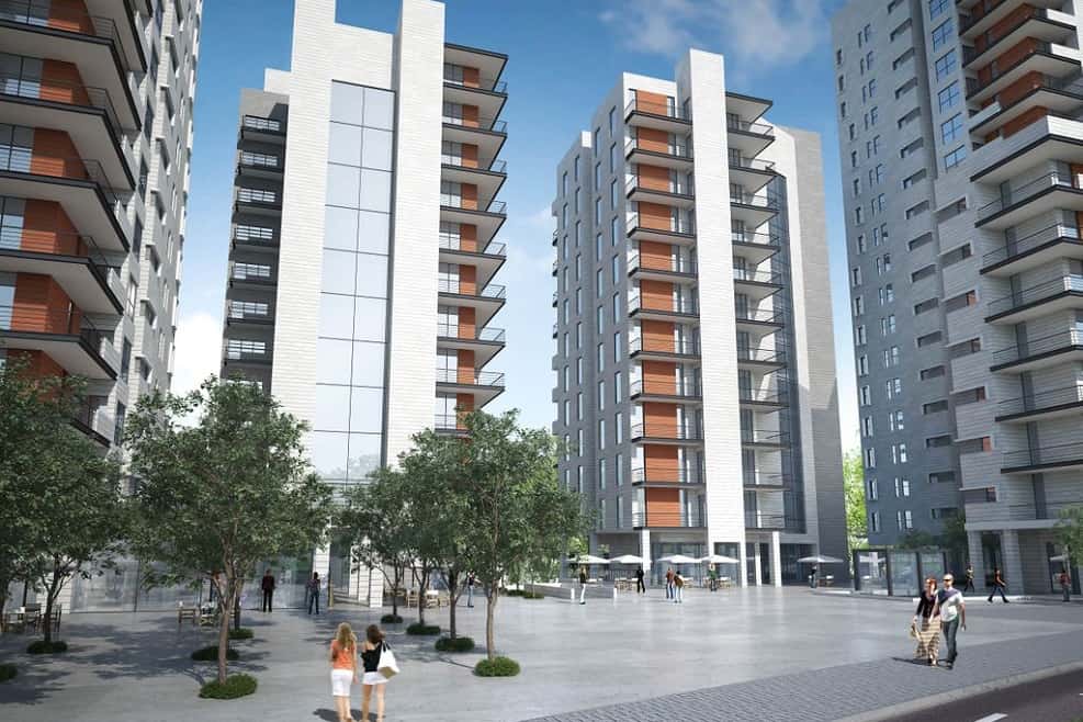 הדמיה לחידוש המרכז המסחרי הגבעה הצרפתית // משרד אדריכלים גוגנהיים בלוך אדריכלים ומתכנני ערים
