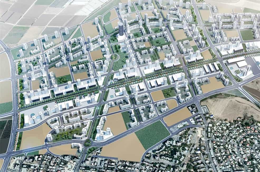 הדמיית שכונה חדשה בעיר במסגרת הסכם הגג // דב קורן אדריכלים