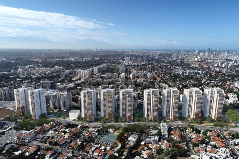 הדמיה של פרויקט - פינוי -בינוי של בוני התיכון בקריית אונו // viewpoint