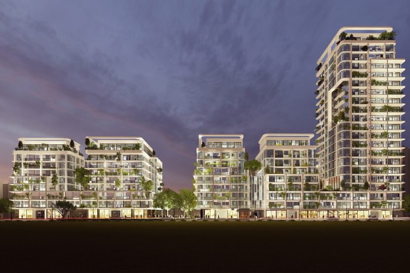פרויקט TOMORROW של קבוצת יוסי אברהמי בנווה אליעזר, תל אביב // הדמיה D-BLK Architects