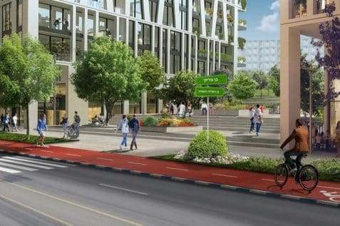 התחדשות רחוב בן גוריון בגבעתיים // הדמיה: בר לוי אדריכלים ומתכנני ערים