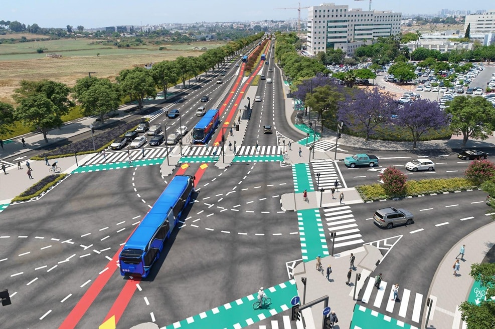 הקו הכחול בעיר רחובות // הדמיה: נתיבי איילון