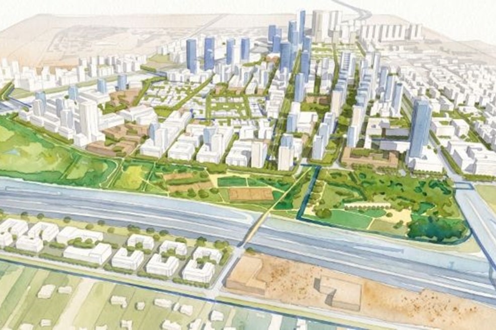 הדמיה רובע צפוני הרצליה, מבט כללי ממערב // הדמיה: פרחי צפריר אדריכלים