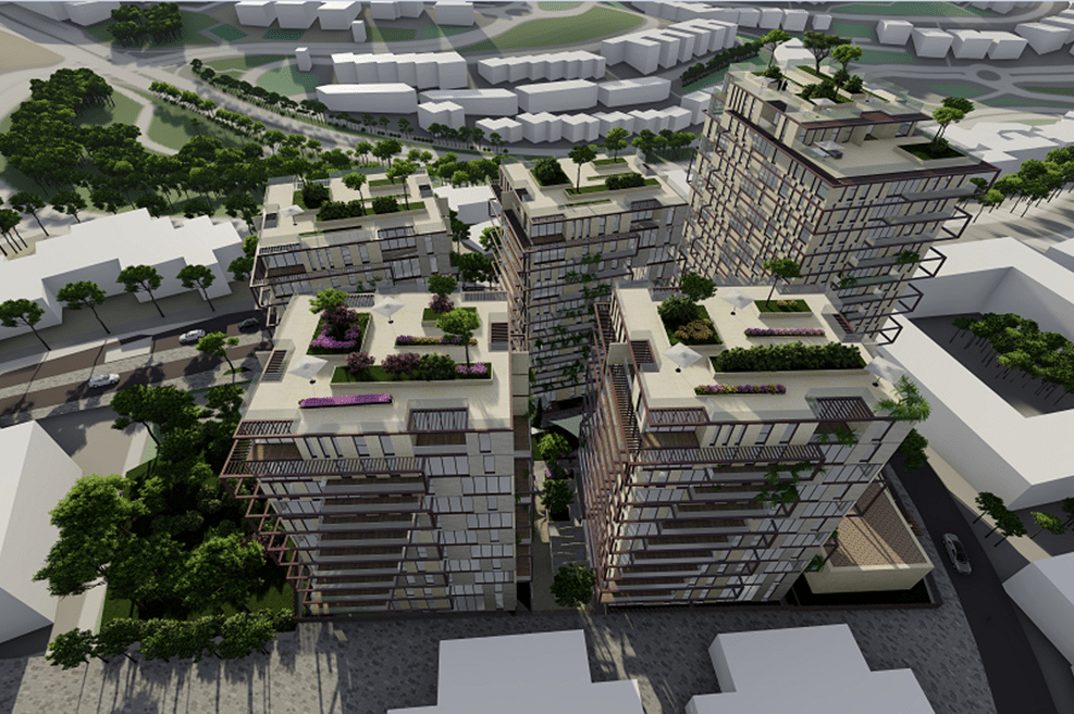 פרויקט פינוי בינוי מתחם אשכולי בירושלים // הדמיה: אדריכל פייגין