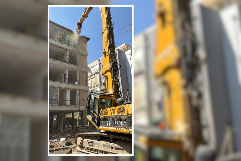 הריסת הבניין ברחוב גורדון בחודש האחרון (יוני 2026) // צילום: עיריית רחובות